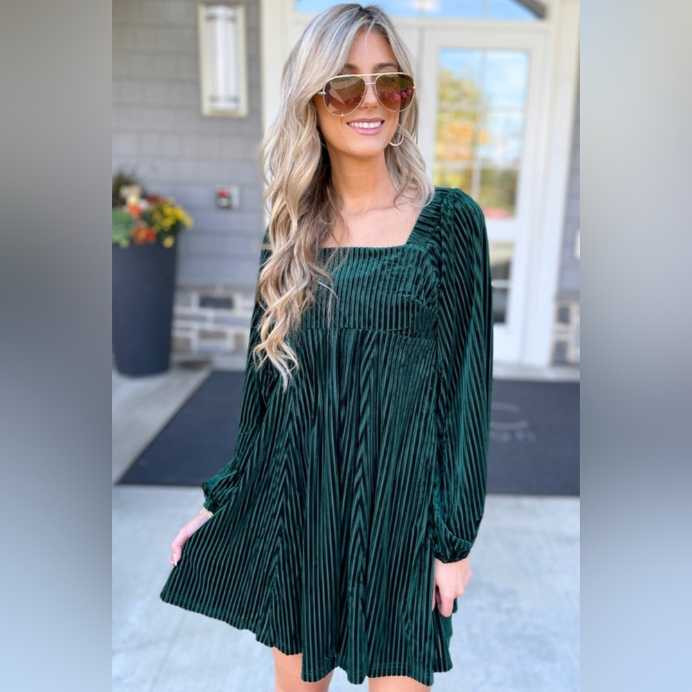 Jenny Boston Alexis Babydoll Dress - Dark Green
